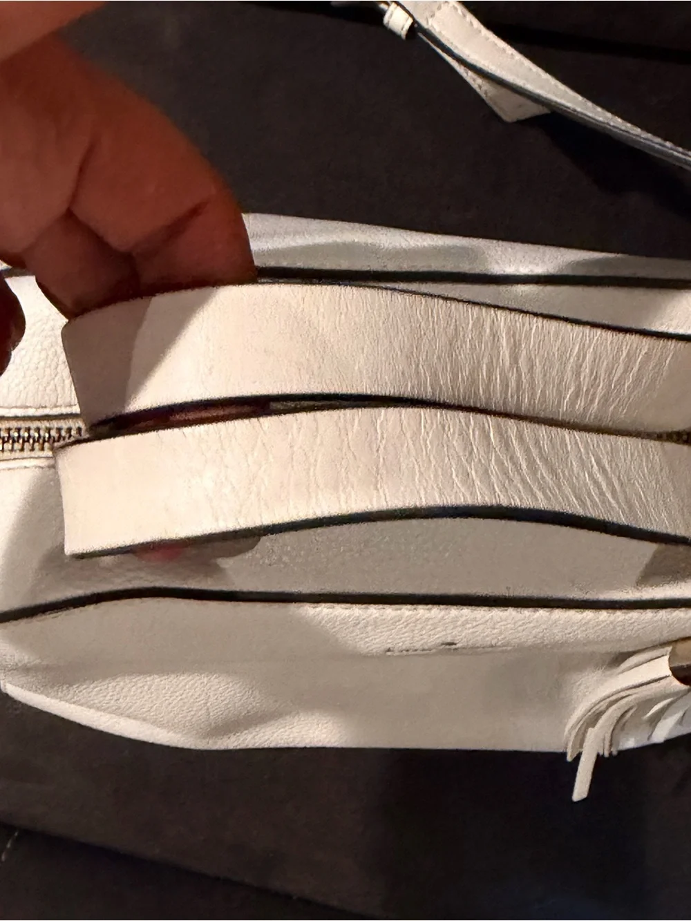 Kate Spade Atwood Place Bayley Cream Pebbled Leather Dome Satchel with Tassel